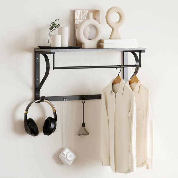 Wandgarderobe mit Ablage und 5 Haken grau