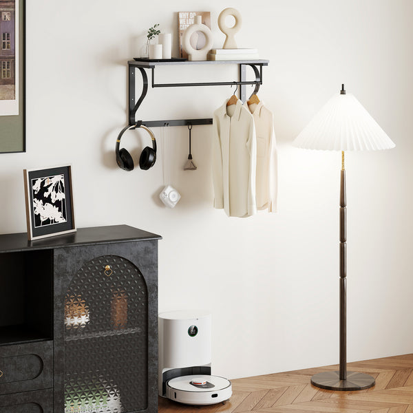 Wandgarderobe mit Ablage und 5 Haken grau