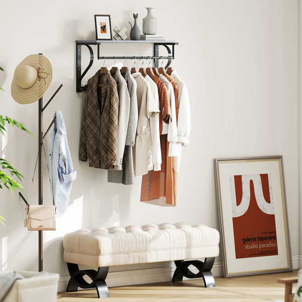 Wandgarderobe mit Ablage und 5 Haken grau