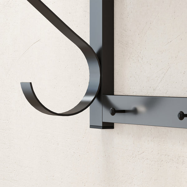 Wandgarderobe mit Ablage und 5 Haken grau