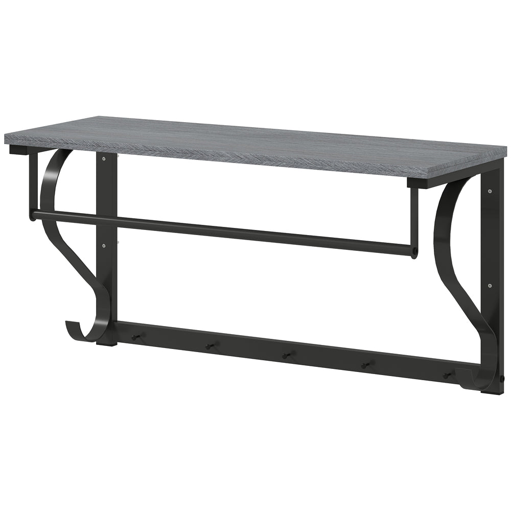 Wandgarderobe mit Ablage und 5 Haken grau