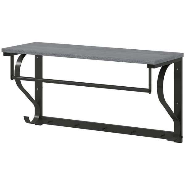 Wandgarderobe mit Ablage und 5 Haken grau