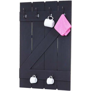 Wandgarderobe Garderobenpaneel 6 Haken 91x60cm dunkelgrau shabby