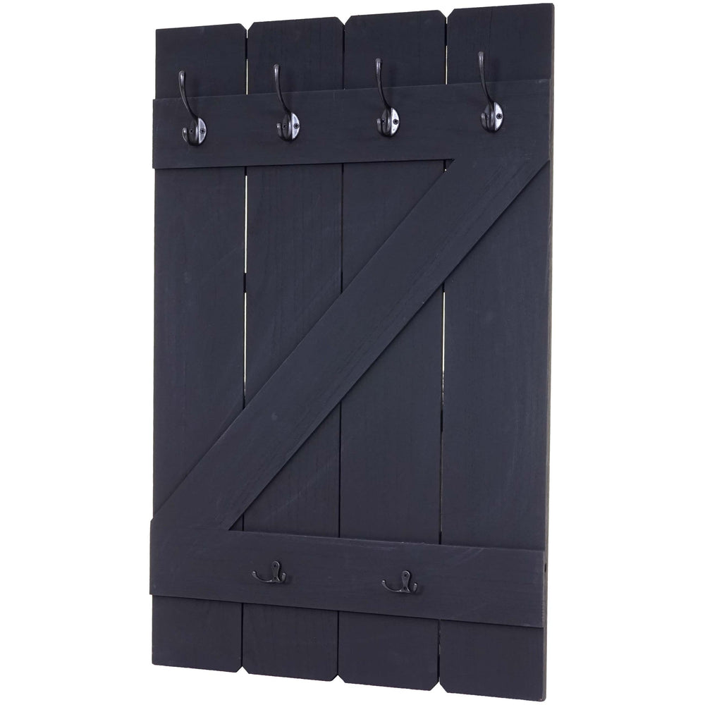 Wandgarderobe Garderobenpaneel 6 Haken 91x60cm dunkelgrau shabby