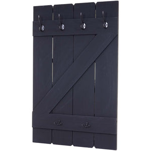 Wandgarderobe Garderobenpaneel 6 Haken 91x60cm dunkelgrau shabby