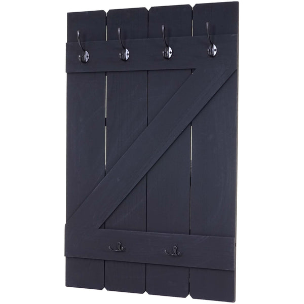 Wandgarderobe Garderobenpaneel 6 Haken 91x60cm dunkelgrau shabby