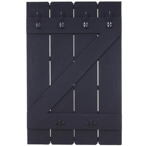 Wandgarderobe Garderobenpaneel 6 Haken 91x60cm dunkelgrau shabby