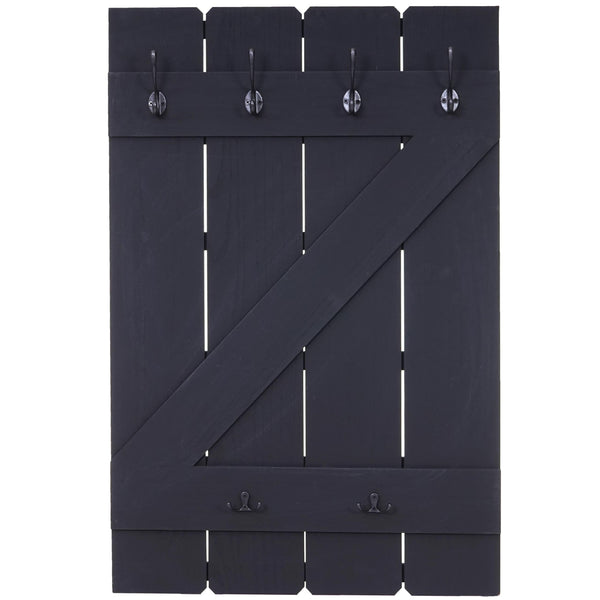 Wandgarderobe Garderobenpaneel 6 Haken 91x60cm dunkelgrau shabby