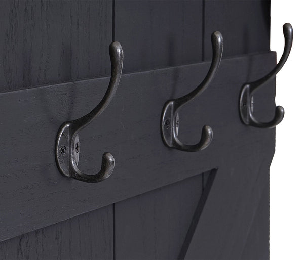 Wandgarderobe Garderobenpaneel 6 Haken 91x60cm dunkelgrau shabby