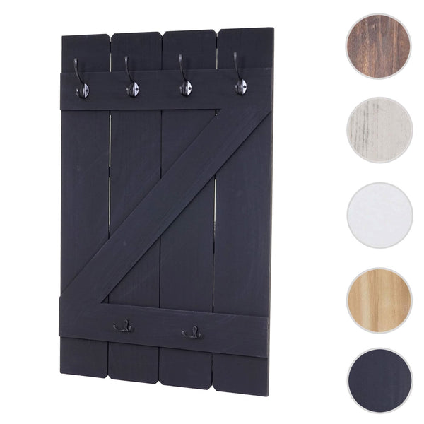 Wandgarderobe Garderobenpaneel 6 Haken 91x60cm dunkelgrau shabby
