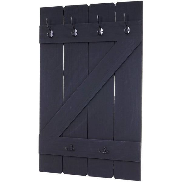 Wandgarderobe Garderobenpaneel 6 Haken 91x60cm dunkelgrau shabby