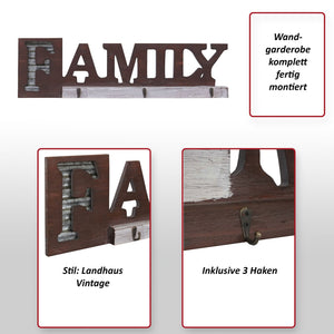 Wandgarderobe Garderobenpaneel Landhaus Holz Metall Home