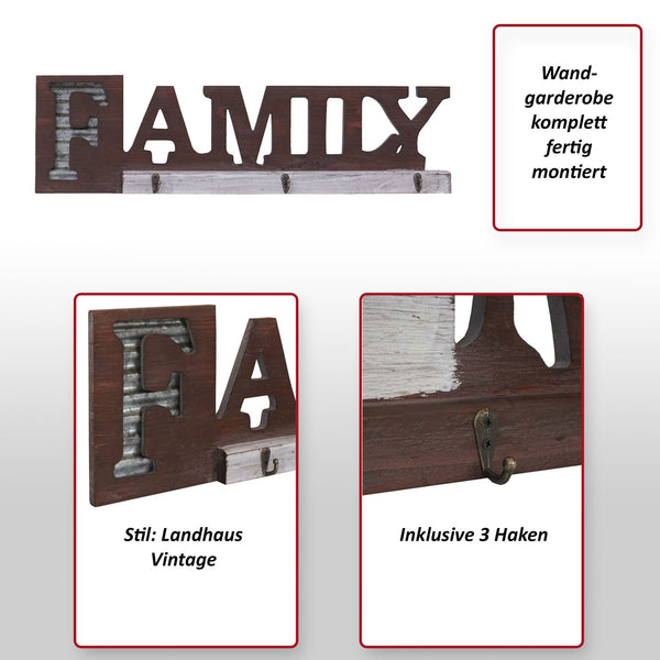 Wandgarderobe Garderobenpaneel Landhaus Holz Metall Home