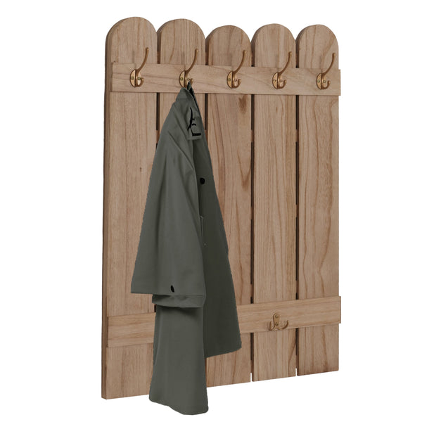 Wandgarderobe Garderobenpaneel Paulownia 7 Haken 86x60cm natur