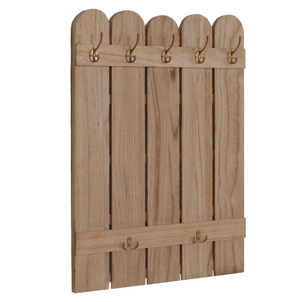 Wandgarderobe Garderobenpaneel Paulownia 7 Haken 86x60cm natur