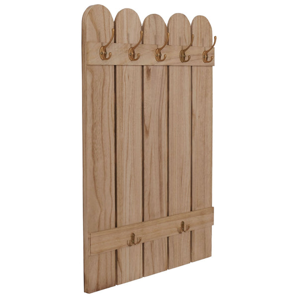 Wandgarderobe Garderobenpaneel Paulownia 7 Haken 86x60cm natur
