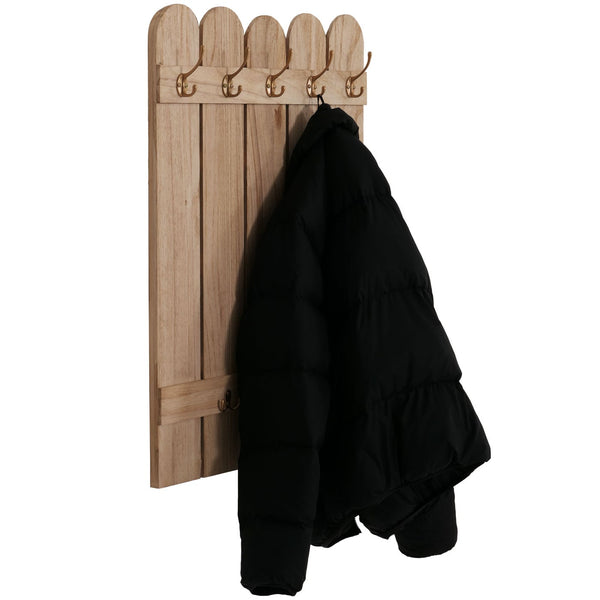 Wandgarderobe Garderobenpaneel Paulownia 7 Haken 86x60cm natur
