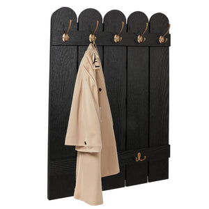Wandgarderobe Garderobenpaneel Paulownia 7 Haken 86x60cm schwarz