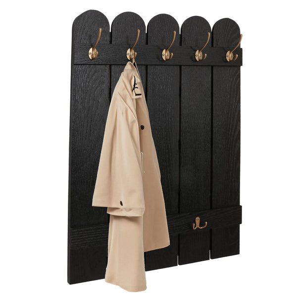 Wandgarderobe Garderobenpaneel Paulownia 7 Haken 86x60cm schwarz
