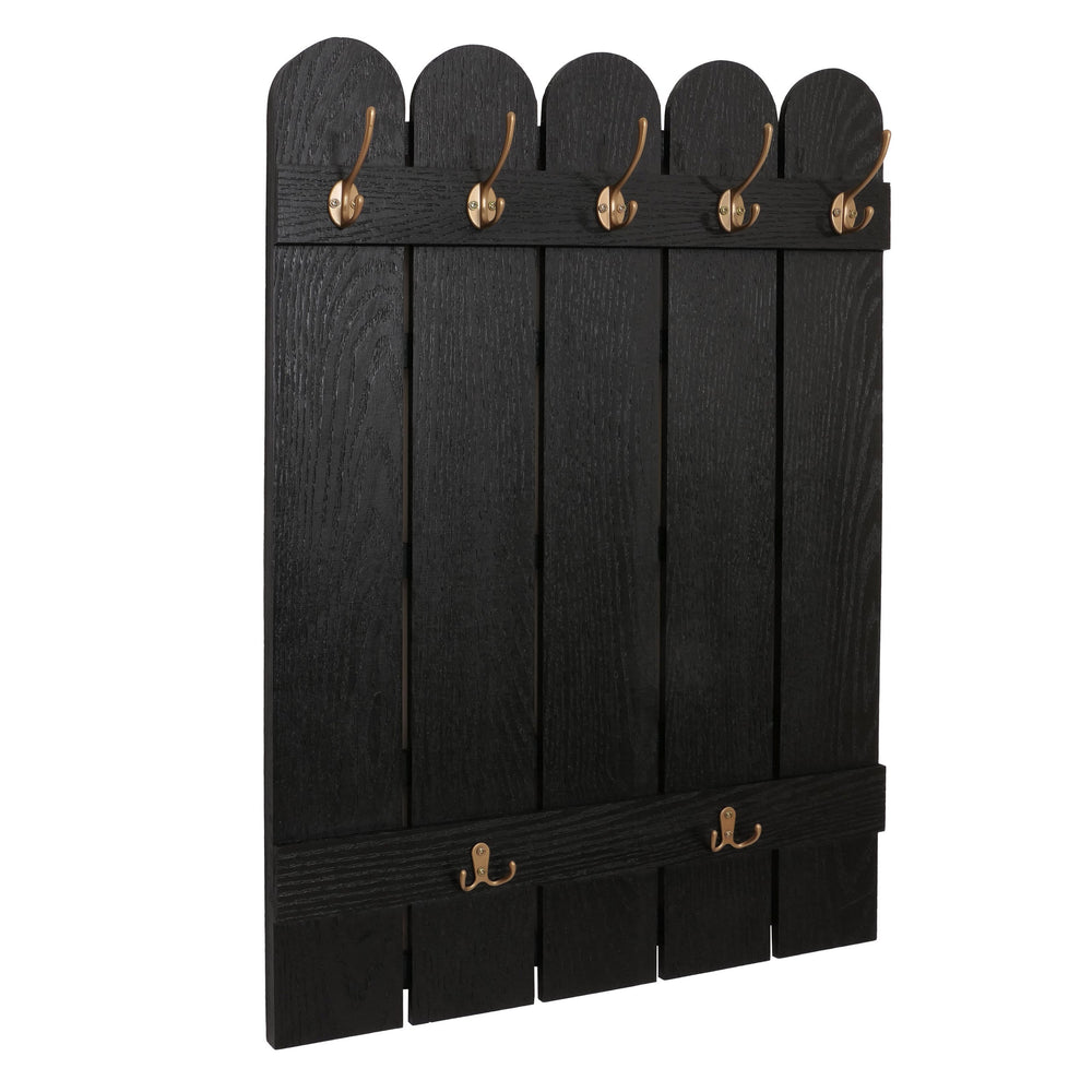 Wandgarderobe Garderobenpaneel Paulownia 7 Haken 86x60cm schwarz