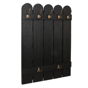 Wandgarderobe Garderobenpaneel Paulownia 7 Haken 86x60cm schwarz