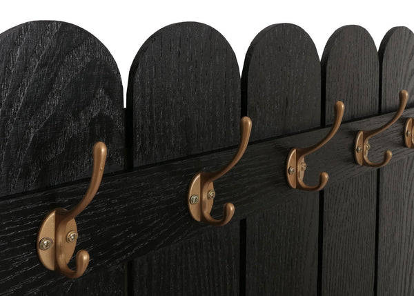 Wandgarderobe Garderobenpaneel Paulownia 7 Haken 86x60cm schwarz