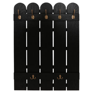 Wandgarderobe Garderobenpaneel Paulownia 7 Haken 86x60cm schwarz