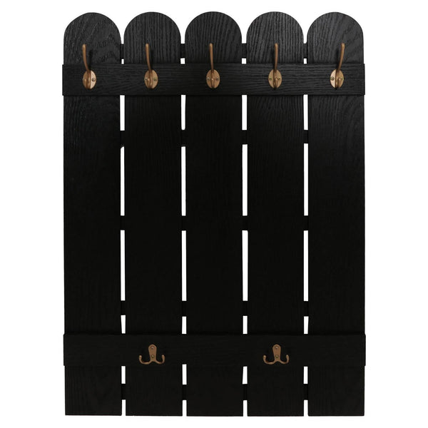 Wandgarderobe Garderobenpaneel Paulownia 7 Haken 86x60cm schwarz