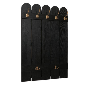 Wandgarderobe Garderobenpaneel Paulownia 7 Haken 86x60cm schwarz