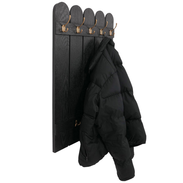 Wandgarderobe Garderobenpaneel Paulownia 7 Haken 86x60cm schwarz