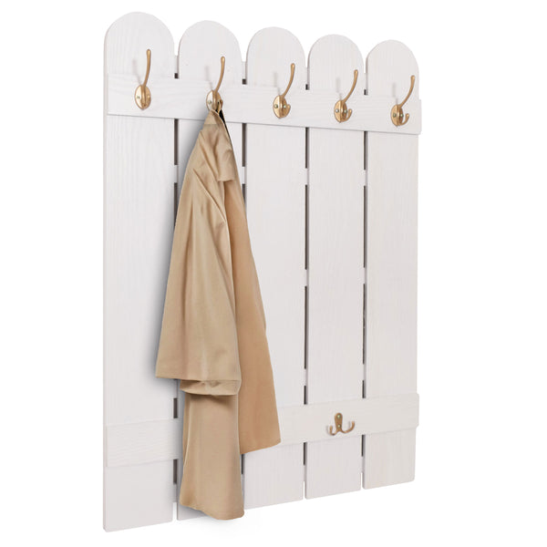 Wandgarderobe Garderobenpaneel Paulownia 7 Haken 86x60cm weiss