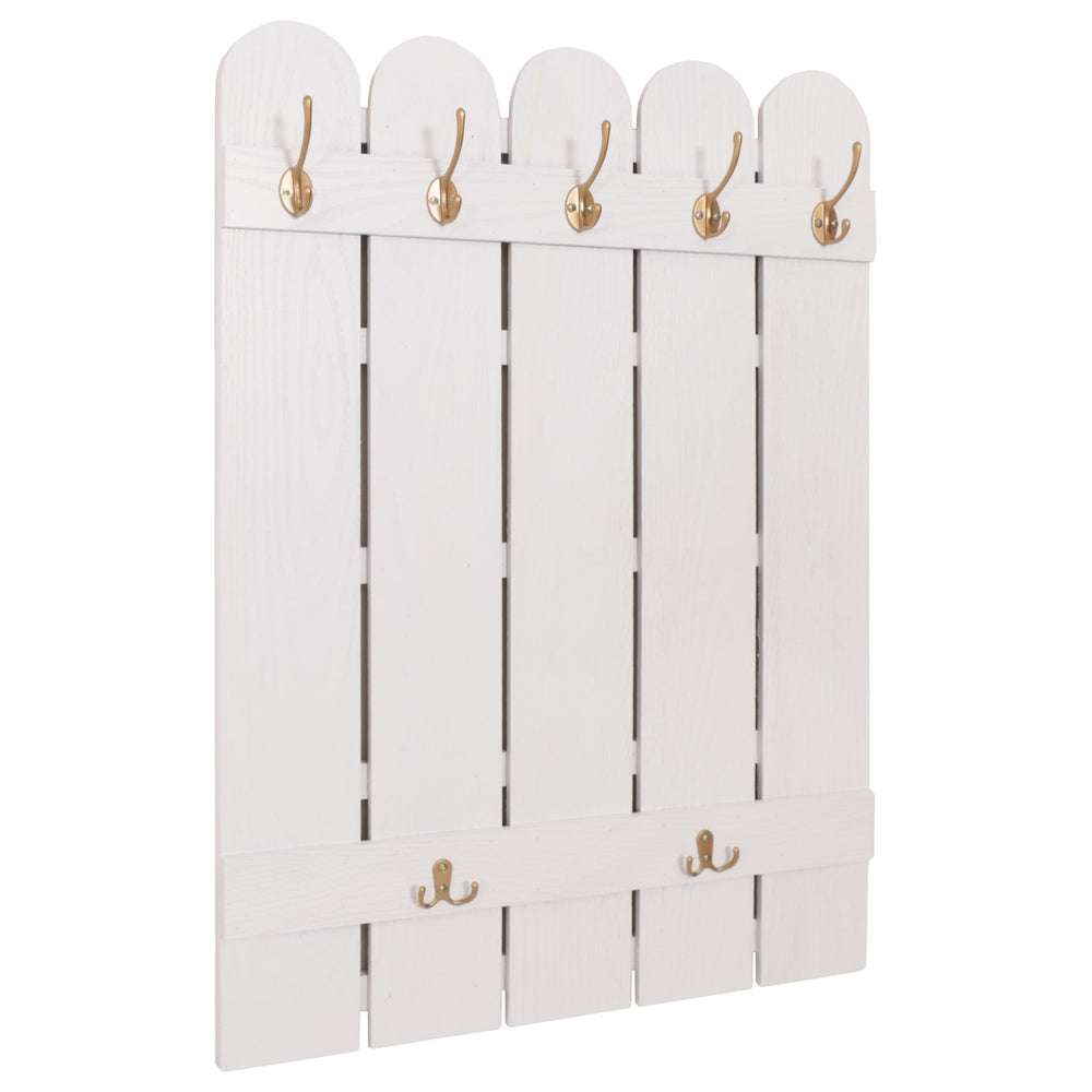 Wandgarderobe Garderobenpaneel Paulownia 7 Haken 86x60cm weiss