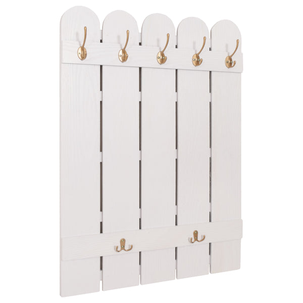 Wandgarderobe Garderobenpaneel Paulownia 7 Haken 86x60cm weiss