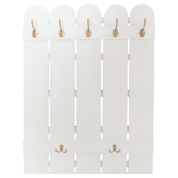 Wandgarderobe Garderobenpaneel Paulownia 7 Haken 86x60cm weiss