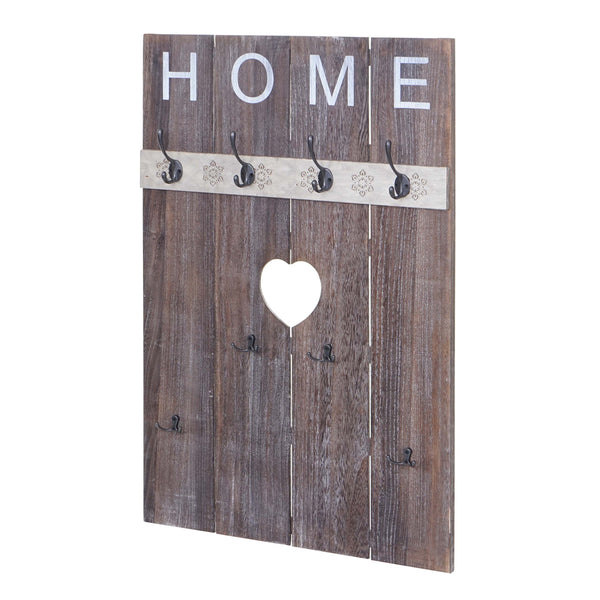 Wandgarderobe Garderobenpaneel Shabby-Look 8 Haken 91x60cm braun shabby Home