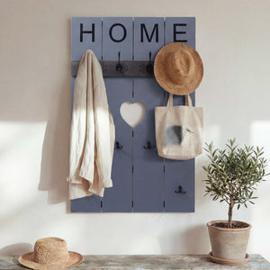 Wandgarderobe Garderobenpaneel Shabby-Look 8 Haken 91x60cm grau-blau Home