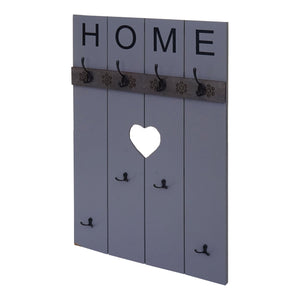 Wandgarderobe Garderobenpaneel Shabby-Look 8 Haken 91x60cm grau-blau Home