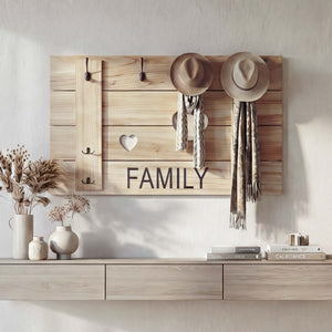 Wandgarderobe Garderobenpaneel Shabby-Look 8 Haken 60x90cm naturbraun Family