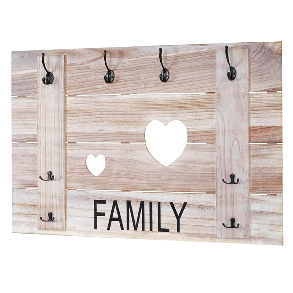 Wandgarderobe Garderobenpaneel Shabby-Look 8 Haken 60x90cm naturbraun Family