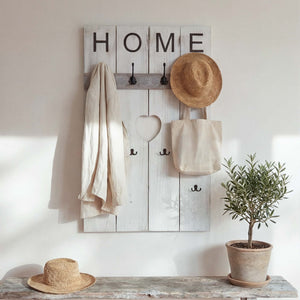 Wandgarderobe Garderobenpaneel Shabby-Look 8 Haken 91x60cm weiss shabby Home