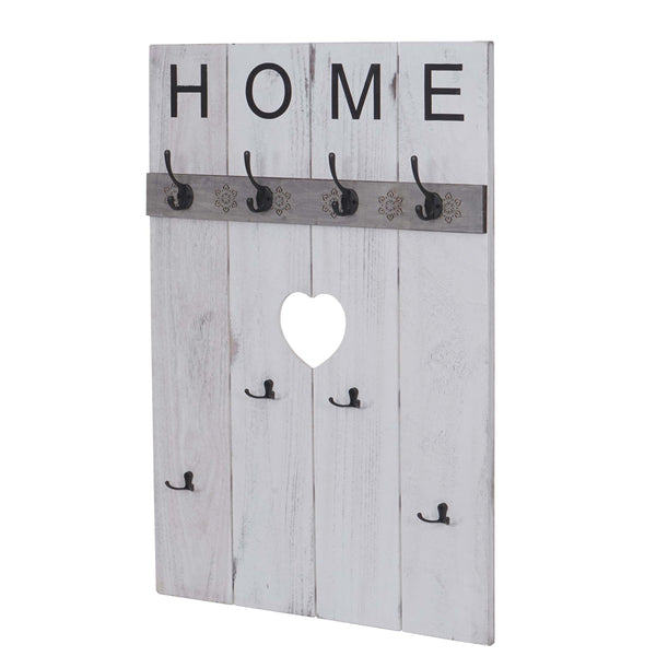 Wandgarderobe Garderobenpaneel Shabby-Look 8 Haken 91x60cm weiss shabby Home