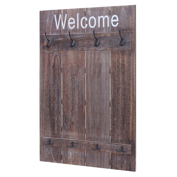 Wandgarderobe Garderobenpaneel Shabby-Look 91x60cm braun shabby Welcome