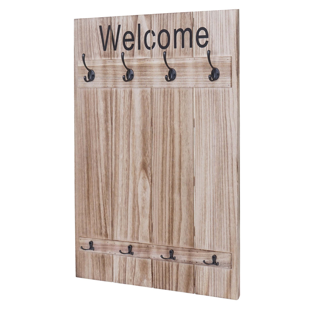 Wandgarderobe Garderobenpaneel Shabby-Look 91x60cm naturbraun Welcome