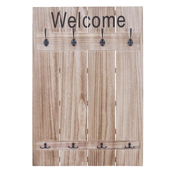 Wandgarderobe Garderobenpaneel Shabby-Look 91x60cm naturbraun Welcome