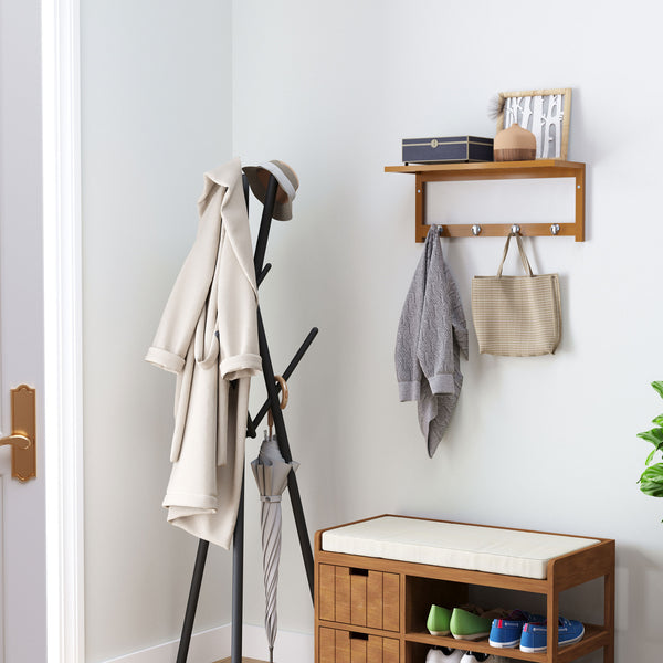 Wandgarderobe mit Haken platzsparend zur Wandmontage Holz