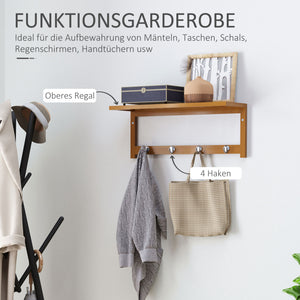 Wandgarderobe mit Haken platzsparend zur Wandmontage Holz