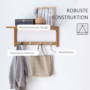 Wandgarderobe mit Haken platzsparend zur Wandmontage Holz