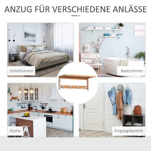 Wandgarderobe mit Haken platzsparend zur Wandmontage Holz