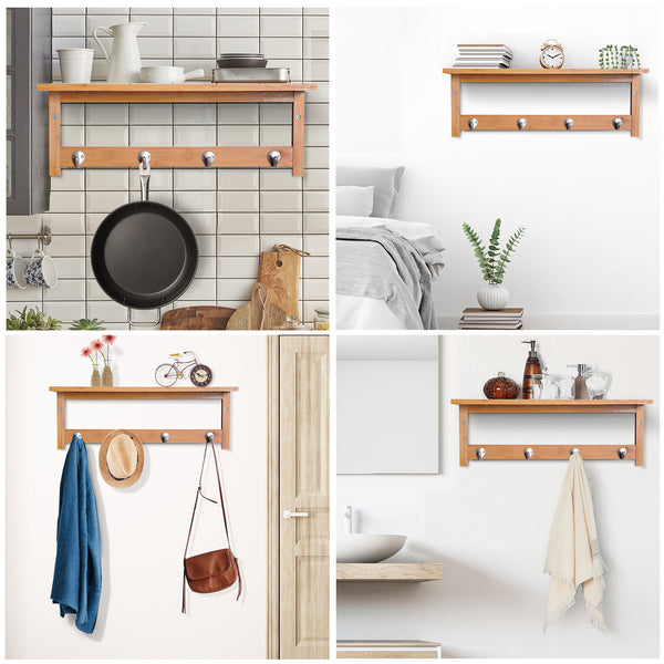 Wandgarderobe mit Haken platzsparend zur Wandmontage Holz