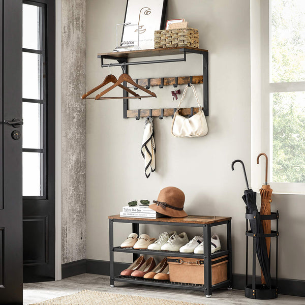 Wandgarderobe Kleiderhakenleiste mit 10 Haken